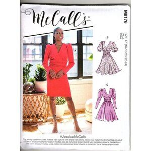 McCalls M8176 Misses 16 to 24 Surplice Dress Uncut Sewing Pattern New
